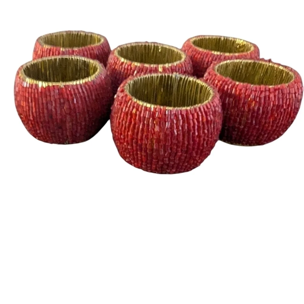 High Quality Red Beaded Napkin Holder
